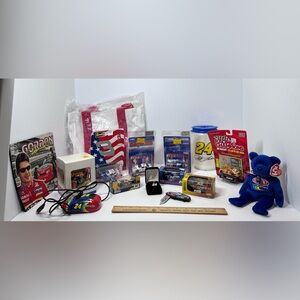 Vintage NASCAR Lot- Pendant Knife Cup Bag Cars Bear Mouse/pad Ornament